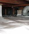 A Raeford crawl space moisture system with a low ceiling