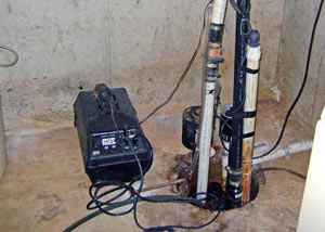Pedestal sump pump system installed in a home in Randleman